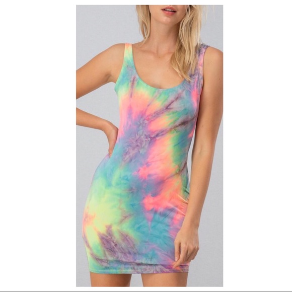•LAST 1• Neon Tie Dye Sleevless Bodycon - Picture 4 of 8